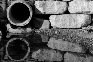 French Drainage pipes Brick and stone backyard drainage