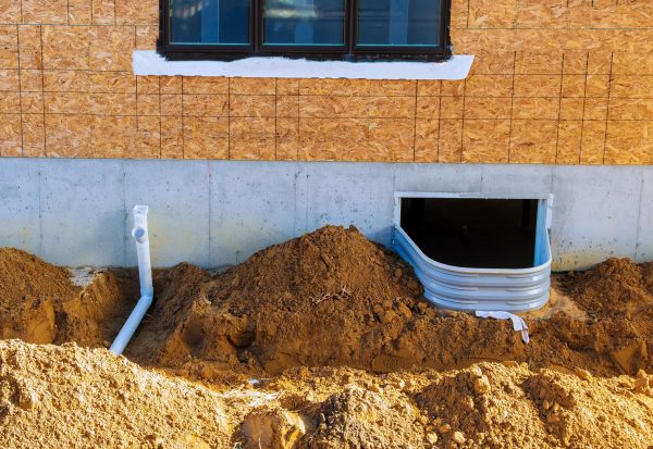 window well surrounded by dirt